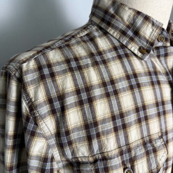 Carhartt Relaxed Fit Men's Long Sleeve Button Down, Brown Plaid, Size M, 2/$50 - Picture 5 of 12
